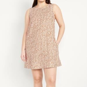 Old Navy Cheetah Print Printed Linen-Blend Mini Shift Dress